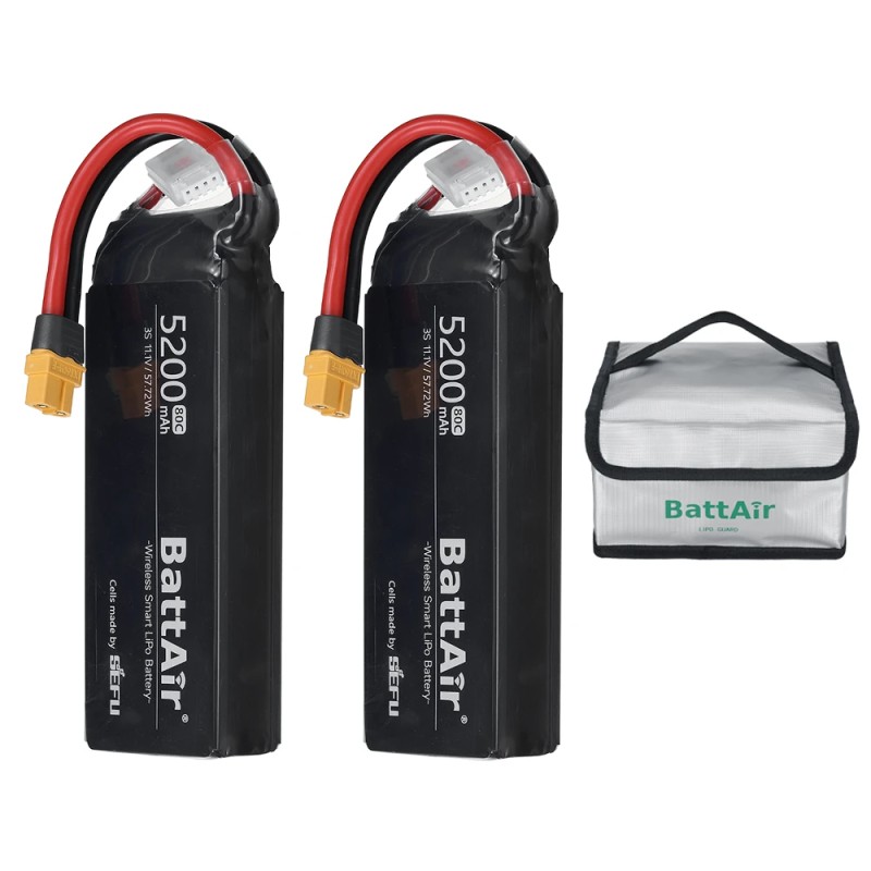 ISDT BattAir toisen sukupolven 11.1V 5200mAh 80C 3S älykäs lipoakku XT60 sovellusohjaus