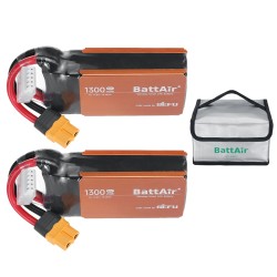 ISDT BattAir 2 kpl 14.8V 1300mAh 80C 4S älykäs lipoakku XT60 sovellusohjattu