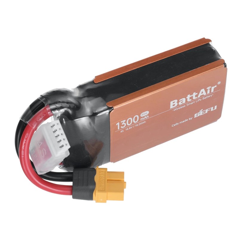 ISDT BattAir 2 kpl 14.8V 1300mAh 80C 4S älykäs lipoakku XT60 sovellusohjattu