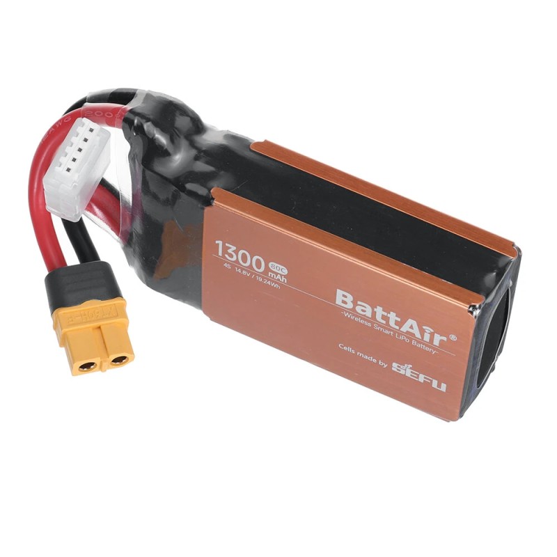 ISDT BattAir 2 kpl 14.8V 1300mAh 80C 4S älykäs lipoakku XT60 sovellusohjattu