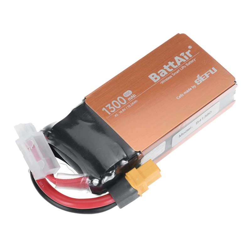 ISDT BattAir 2 kpl 14.8V 1300mAh 80C 4S älykäs lipoakku XT60 sovellusohjattu
