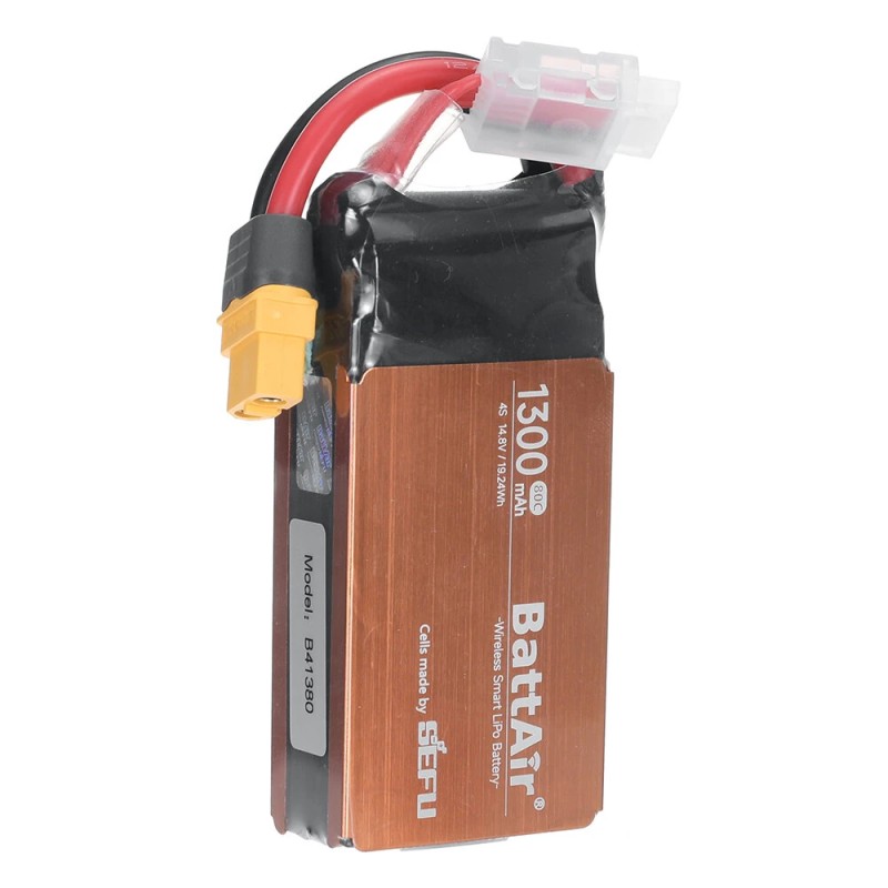 ISDT BattAir 2 kpl 14.8V 1300mAh 80C 4S älykäs lipoakku XT60 sovellusohjattu