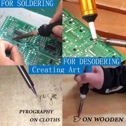 HANDSKIT EU-pistoke 220V 60W säädettävä juotinsarja kahdeksanosainen mukana viisi juotoskärkeä ja pinsetit kannettava