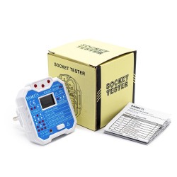 KAIWEETS HT106D pistorasiatesteri GFCI jännitenäytöllä LED-merkkivaloilla EU-pistoke CAT III 300V palosuojattu ABS