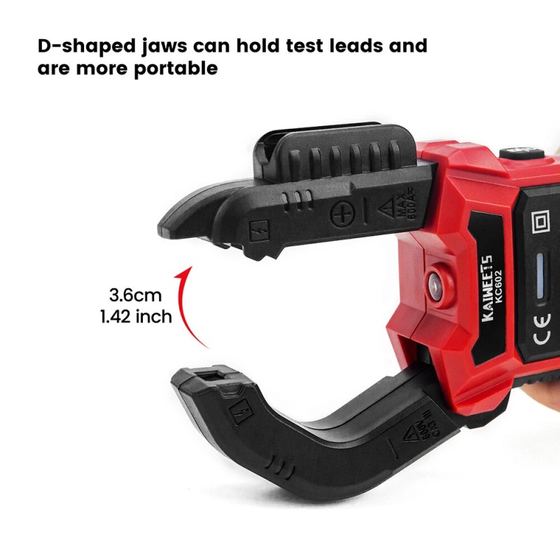 KAIWEETS 602 digitaalinen puristinmittari vaihto- ja tasavirta 600V 600A HD-värinäyttö älykäs tila turvallisiin mittauksiin