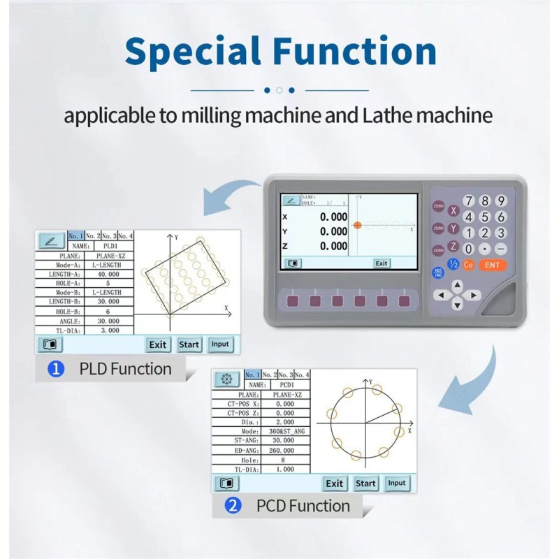 DITRON 3-akselinen 1,7 tuuman värillinen digitaalinäyttö piirustuksen esikatselu pikanäppäimet