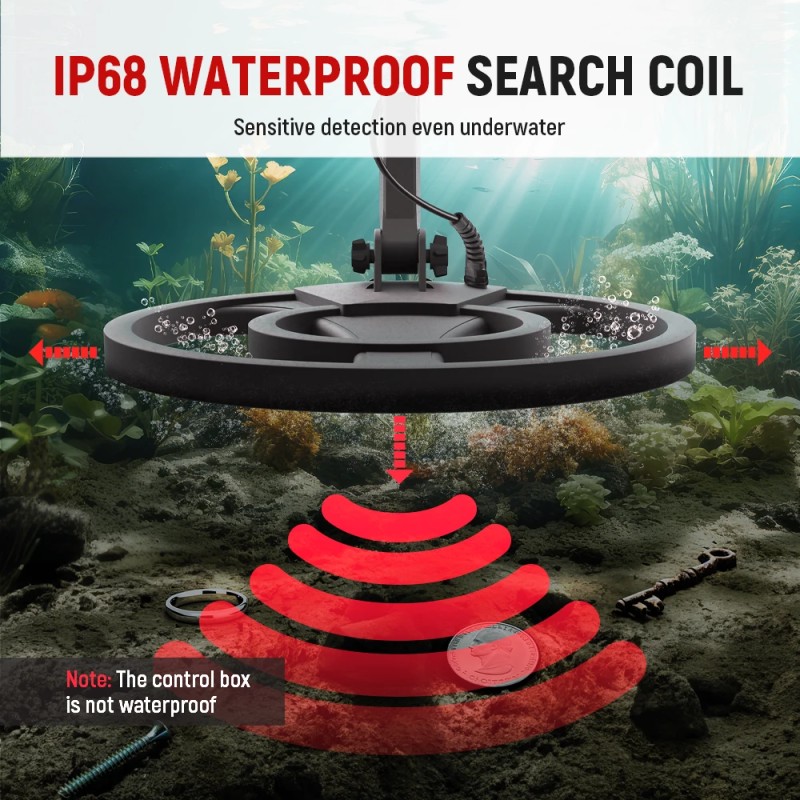 KAIWEETS EXPLORER X ammattimainen metallinilmaisin kuusi tunnistustilaa IP68-vedenpitävä kela säädettävä varsi