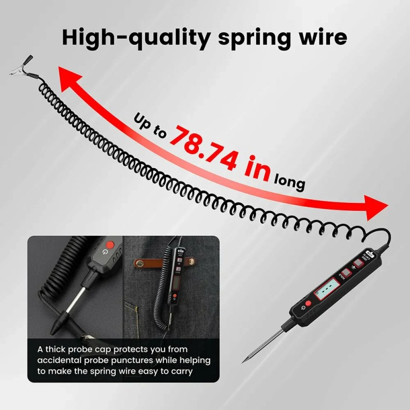 KAIWEETS VT501 älykäs auton sähköpiirien testeri 0,8–100 V LED-näyttö korkea tarkkuus