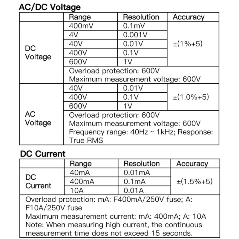 Kaiweets KM100S digitaalinen yleismittari tarkka taustavalolla kotikäyttöön autoihin teollisuuteen