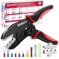 KAIWEETS KDC02 puristustyökalu AWG 22-10 kutistesukkaliittimille ja eristetyille sähköliittimille säädettävä räikkä