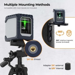 CIGMAN CM-G02/CM-G02A vihreä lasertaso kaksi viivaa IP54 ladattava AA-akku