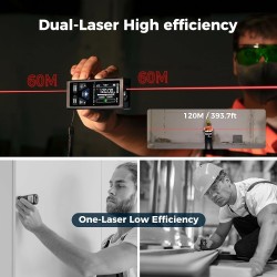 CIGMAN CD-60 120 metrin kaksoislaserinen etäisyysmittari ladattava tarkka monitoiminen