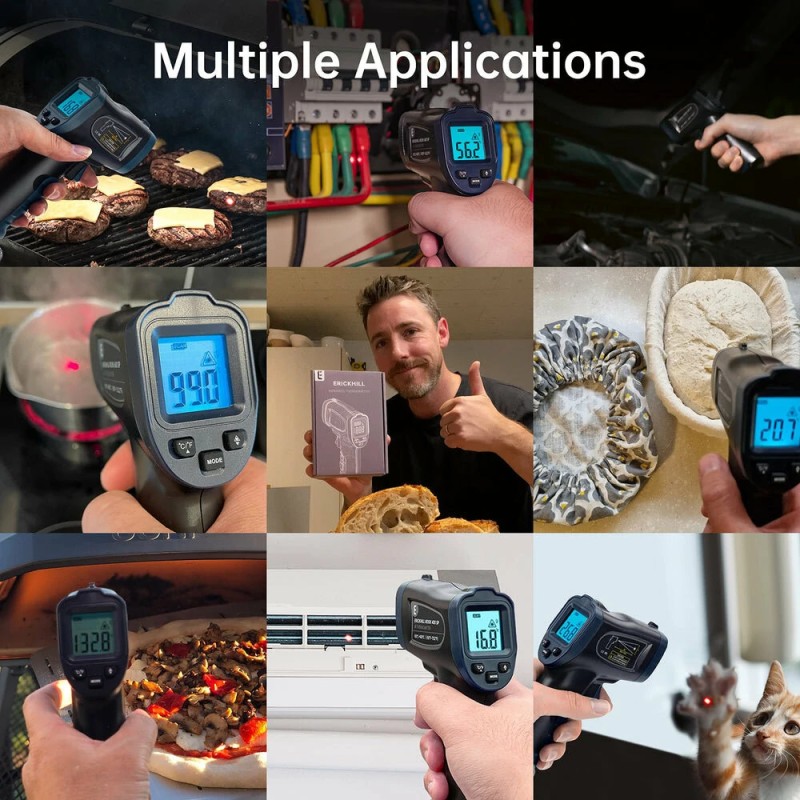 ERICKHILL ROOK600 SP infrapunalämpömittari säädettävällä emissiivisyydellä ja lämpötilahälytyksellä