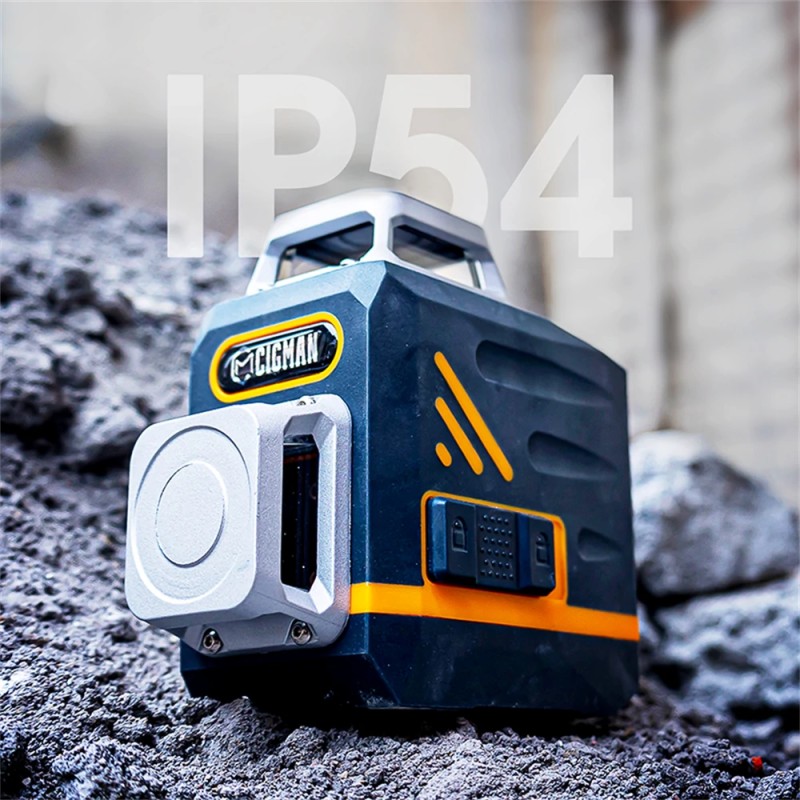 CIGMAN CM-720/CM-720SE 2x360° itsetasautuva vihreä lasertaso C-tyypin latauksella magneettinen L-kiinnike kaukosäätimellä