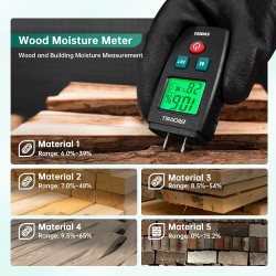 Erickhill EWM03 kompakti puun kosteusmittari tarkka kannettava monitoiminen taustavalaistu näyttö automaattinen virrankatkaisu