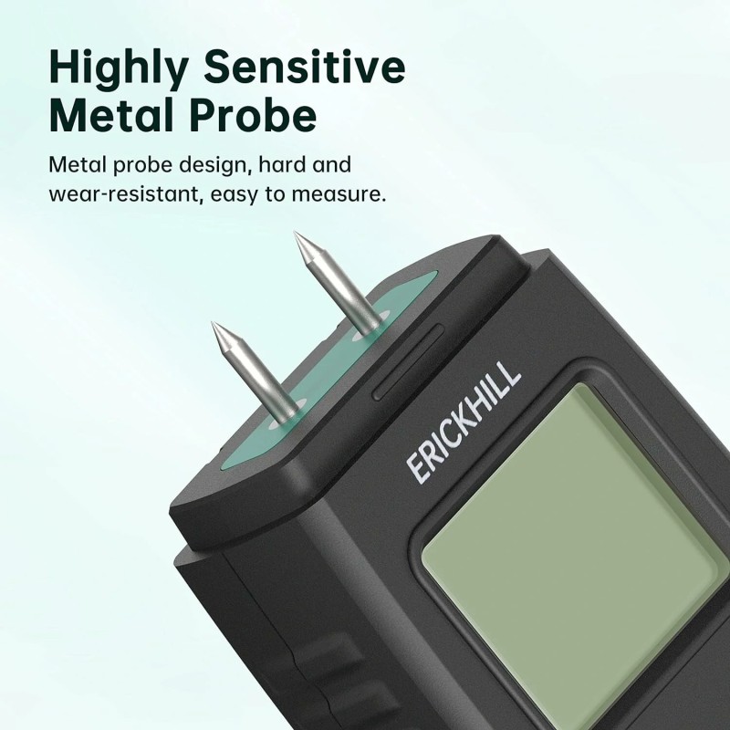 Erickhill EWM03 kompakti puun kosteusmittari tarkka kannettava monitoiminen taustavalaistu näyttö automaattinen virrankatkaisu