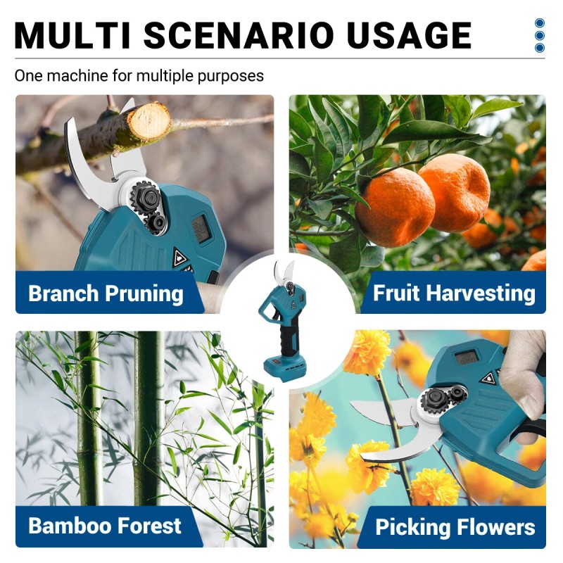 Sähköiset oksasakset harjattomalla moottorilla SK5-hiiliteräs 30 mm 18V-akku säädettävät vaihteet kevyt muotoilu