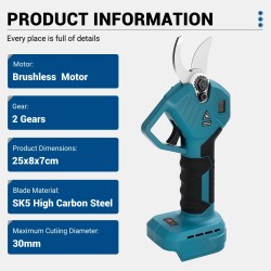 Sähköiset oksasakset harjattomalla moottorilla SK5-hiiliteräs 30 mm 18V-akku säädettävät vaihteet kevyt muotoilu