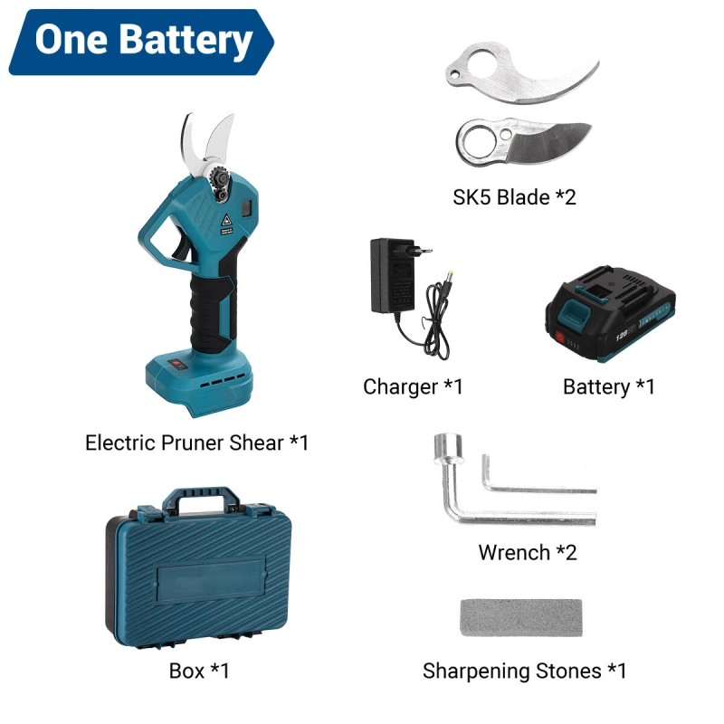 Sähköiset oksasakset harjattomalla moottorilla SK5-hiiliteräs 30 mm 18V-akku säädettävät vaihteet kevyt muotoilu