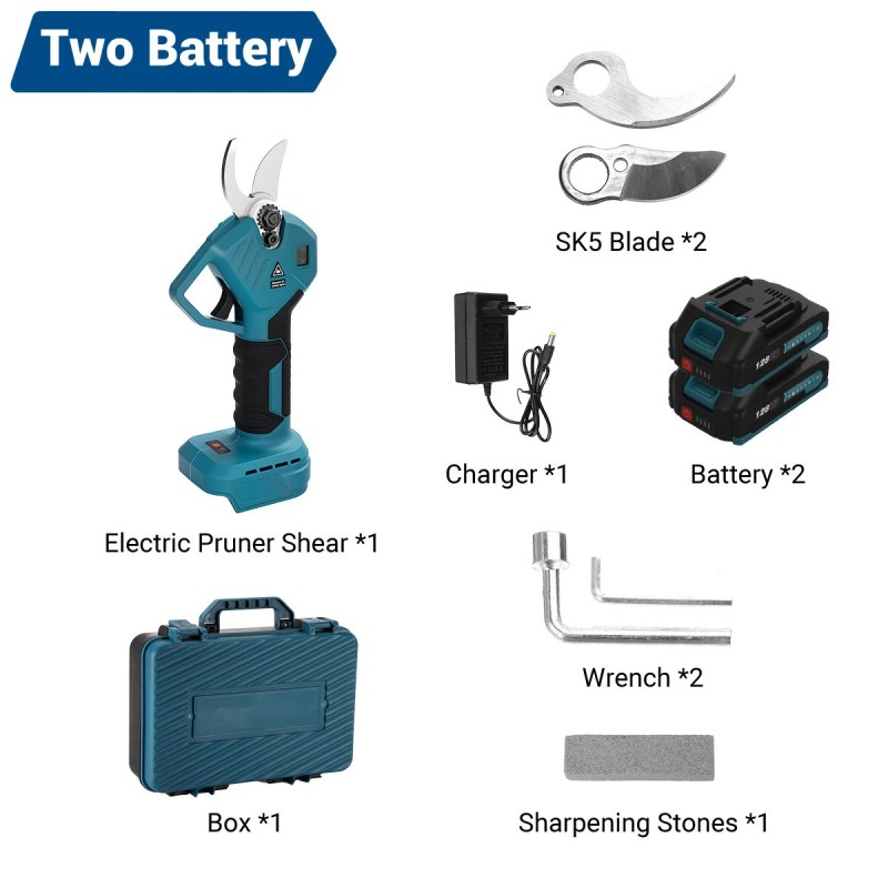 Sähköiset oksasakset harjattomalla moottorilla SK5-hiiliteräs 30 mm 18V-akku säädettävät vaihteet kevyt muotoilu