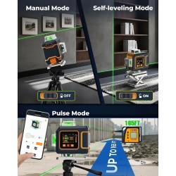 CIGMAN CM-S04 16-viivainen vihreäsäteinen lasertaso 4x360° itsevaaittuva LCD-näyttö 30m ladattava akku IP54 pulssitila