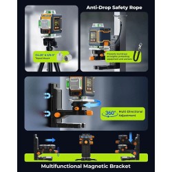 CIGMAN CM-S04 16-viivainen vihreäsäteinen lasertaso 4x360° itsevaaittuva LCD-näyttö 30m ladattava akku IP54 pulssitila
