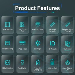 ET622 ET623 verkkokaapelitesteri ja yleismittari 6000-lukemainen värinäytöllä POE-testaus NCV-seuranta 400m-mittaus