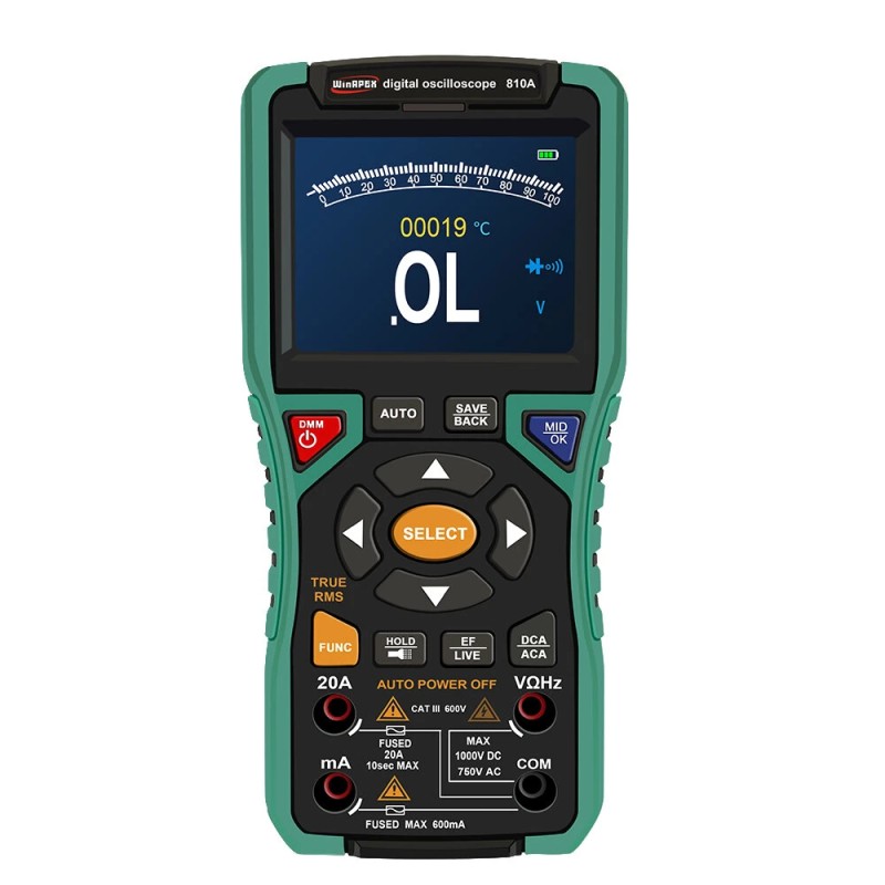 WINAPEX kaksitoiminen digitaalinen oskilloskooppi ja yleismittari 10 MHz 50MSa s 400V ylikuormitussuoja