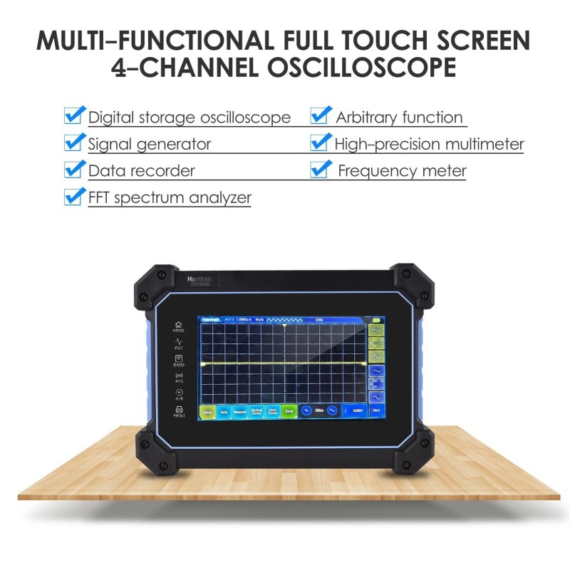 Hantek TO1254D 4-kanavainen oskilloskooppi ja yleismittari 250MHz 1GSa/s näytteenottotaajuus 7 tuuman näyttö