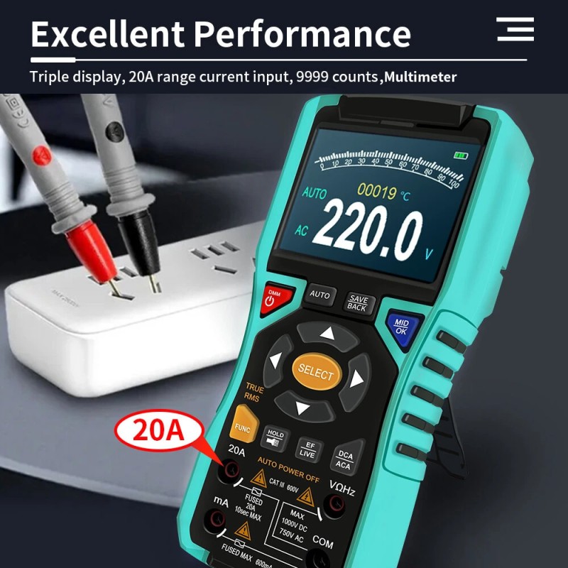 WINAPEX kaksitoiminen digitaalinen oskilloskooppi ja yleismittari 10 MHz 50MSa/s 400V ylikuormitussuoja