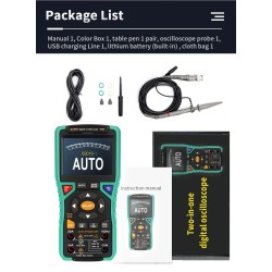 WINAPEX kaksitoiminen digitaalinen oskilloskooppi ja yleismittari 10 MHz 50MSa/s 400V ylikuormitussuoja