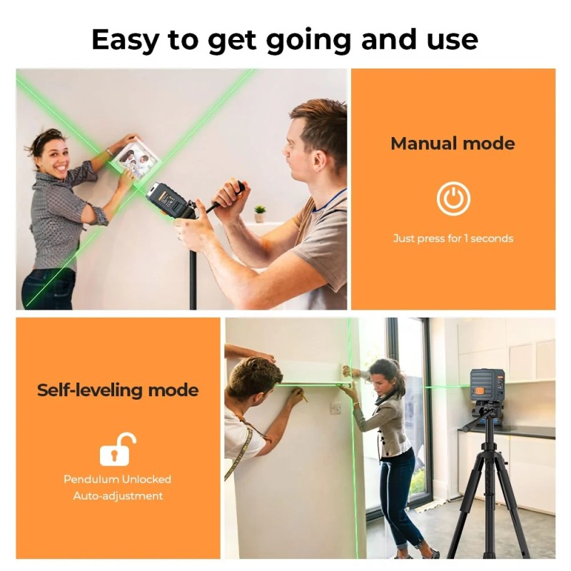 CIGMAN CM-G01 vihreä kaksilinjainen laser-taso itsevaaittuva IP54 vedenkestävä pitkä akunkesto