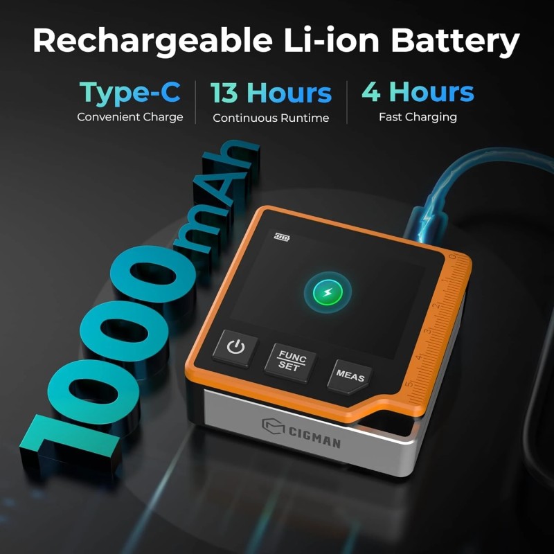 CIGMAN CD80 80 m lasermittari digitaalinen mittanauha kulmamittaus USB-C ladattava