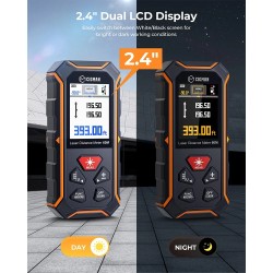 CIGMAN CD-60R kaksipuolinen lasermittari 120 m värillinen taustavalo C-tyypin ladattava IP54-suojattu tarkka