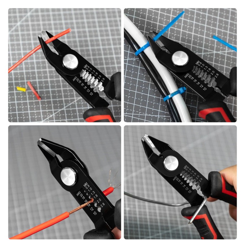 KAIWEETS KWS-112 monitoiminen johdonkuorija ja leikkuri 10–20 AWG 65Mn-teräs 30° kulmaleuat ergonominen kahva