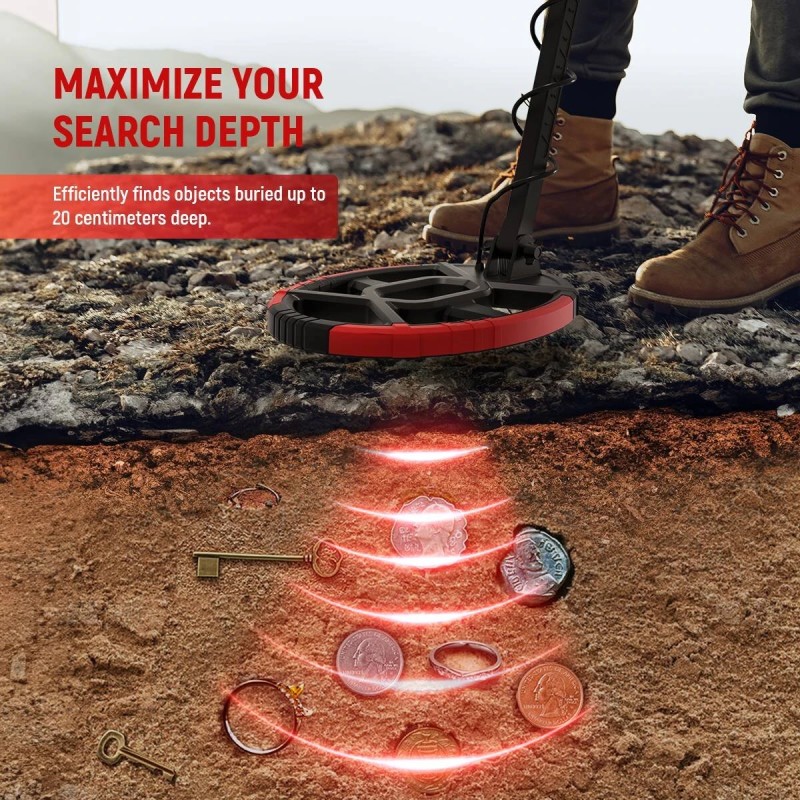 KAIWEETS Explorer X II parannettu LCD-metallinilmaisin, korkea herkkyys, 4 tunnistustilaa, IP68 vedenpitävä säädettävä varsi