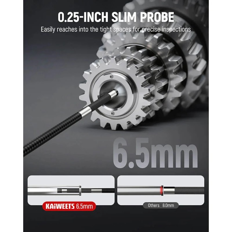 KAIWEETS KBA02 360° kääntyvä boreskooppi 4,3 tuuman 1080p näyttö 6,5 mm kamera