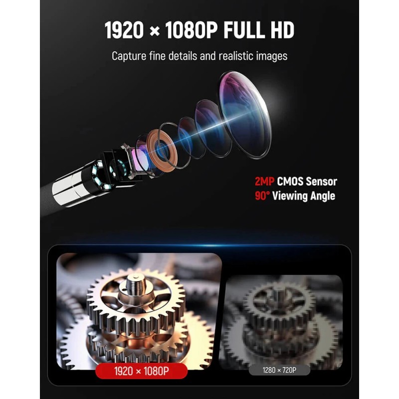 KAIWEETS KBA02 360° kääntyvä boreskooppi 4,3 tuuman 1080p näyttö 6,5 mm kamera
