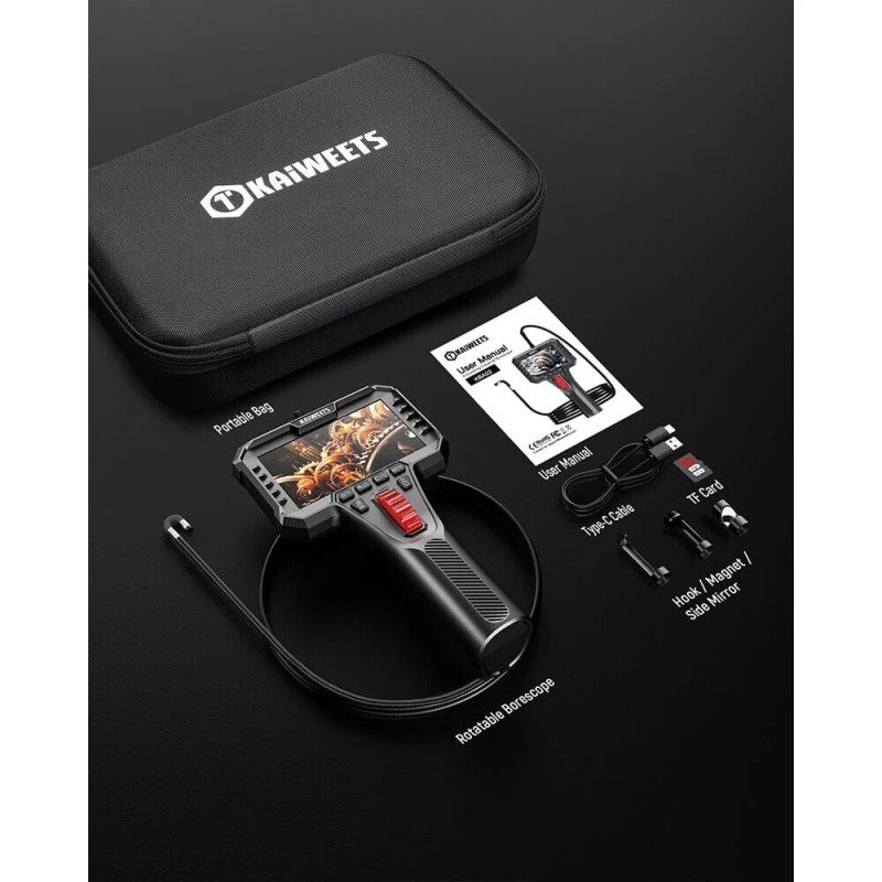 KAIWEETS KBA02 360° kääntyvä boreskooppi 4,3 tuuman 1080p näyttö 6,5 mm kamera