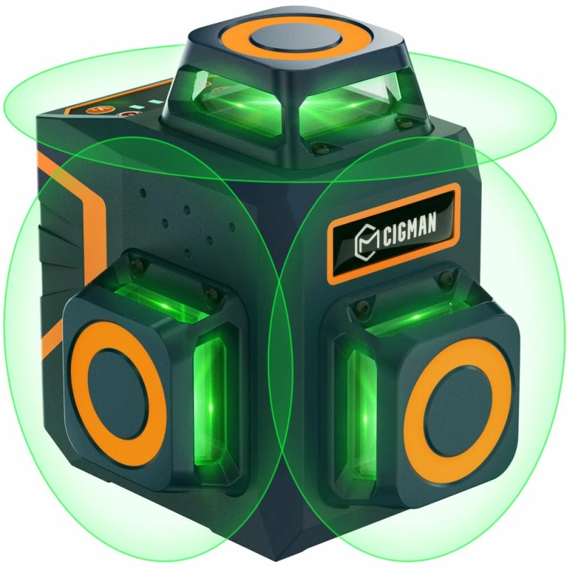 CIGMAN CM 701 CM 701SE 3x360 itsevaaitteleva vihreä linjalaser ladattava akku kauko ohjain magneettijalusta 30 m työalue