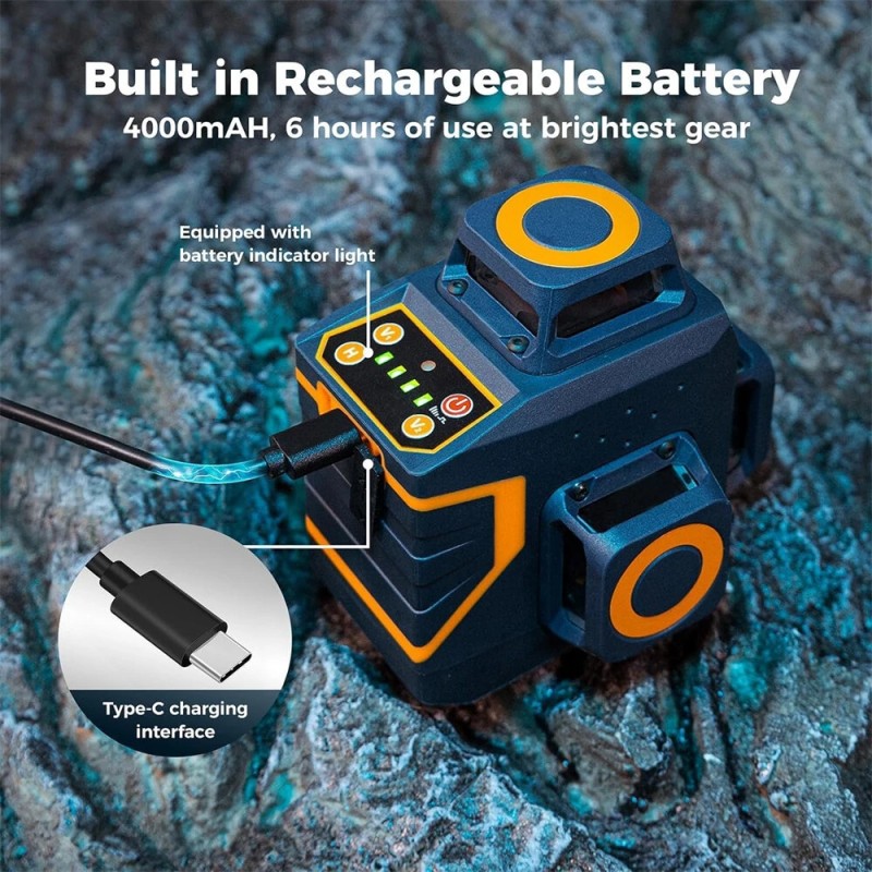 CIGMAN CM-701/CM-701SE 3x360° itsevaaitteleva vihreä linjalaser ladattava akku kauko-ohjain magneettijalusta 30 m työalue