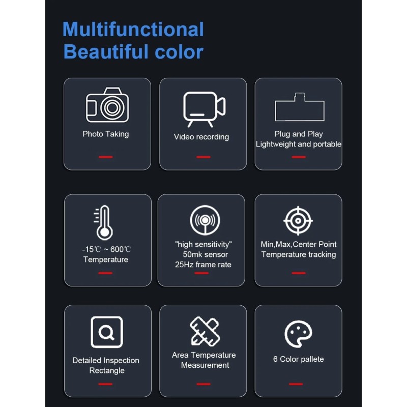 AV TOOLTOP T7 T7S+ puhelinlämpökamera magneettisella germanium-makroobjektiivilla 256×192 25Hz IP54 kannettava