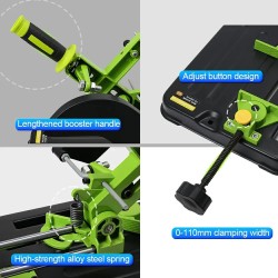 Drillpro yleiskäyttöinen kulmahiomakoneen jalusta BG-612506 säädettävä leikkausalusta 110/115/125 mm maks. 30 mm