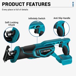 Drillpro harjaton vaihtosaha 18 V 3000 W säädettävä nopeus puu metalli muovi