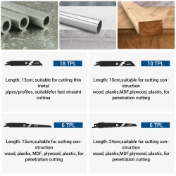 Drillpro harjaton vaihtosaha 18 V 3000 W säädettävä nopeus puu metalli muovi