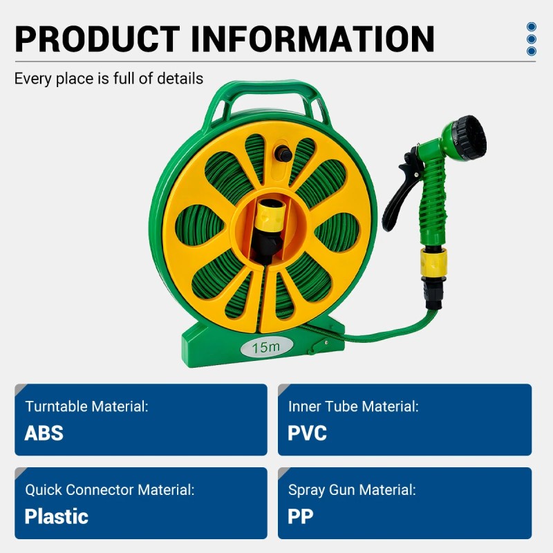 Drillpro 15-metrinen vesiletku 5-kuvioisella suuttimella 1/2-tuuman tai 3/4-tuuman hanoille