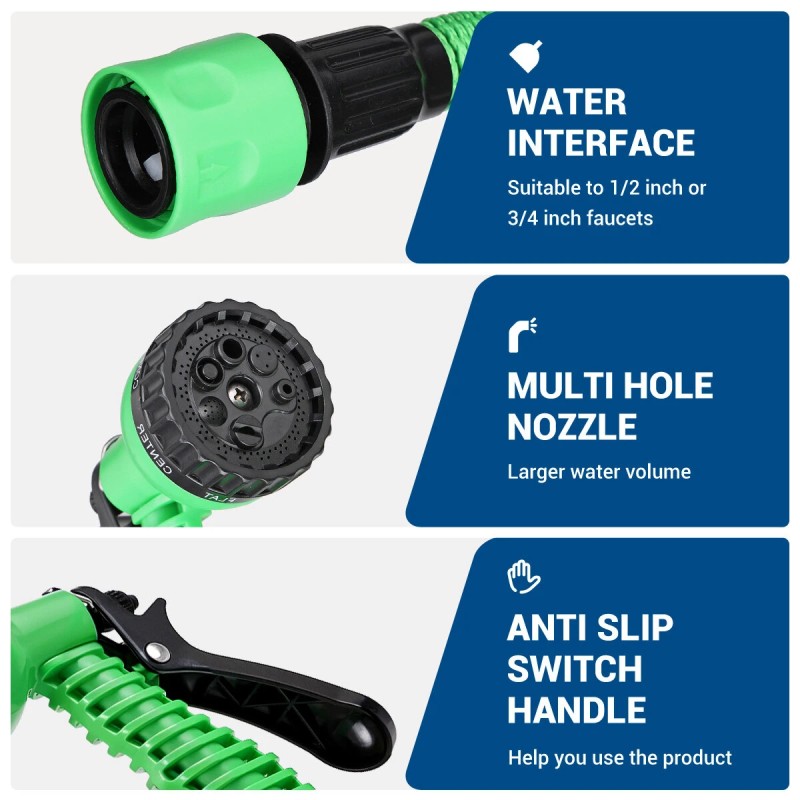 Drillpro LYF-1023 korkeapaineinen laajennettava vesiletku 6x9,5 mm lateksinen polyesteripäällyste pikaliittimillä