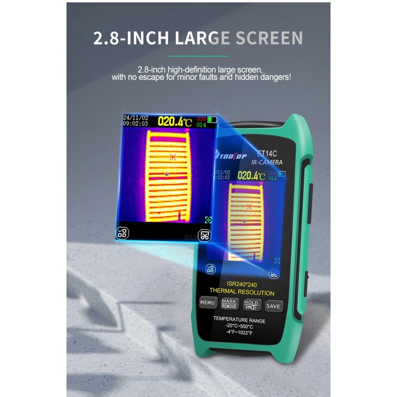 TOOLTOP ET14C+ 2,8 tuuman lämpökamera 25Hz ISR240x240 kodin lämpökuvaus jalustalla sähkövikojen tunnistus