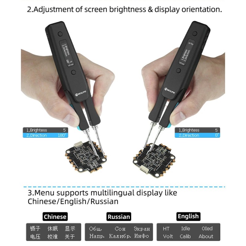 SEQURE HT140 kaksitoiminen kuumapinsetti ja juotinkolvi, kannettava, tukee PD/QC/DC, yhteensopiva C210-kärjen kanssa