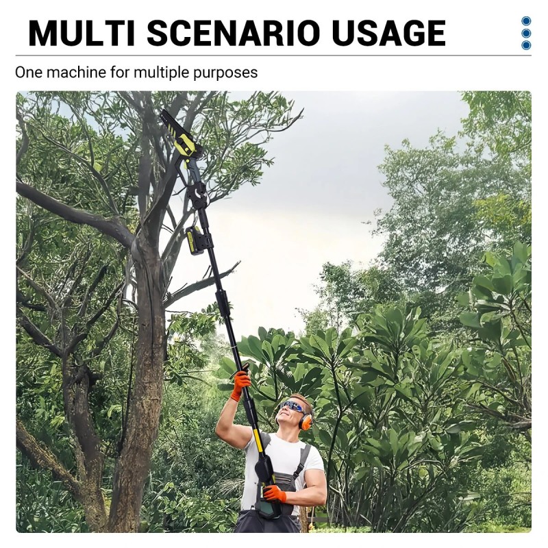 Drillpro akkukäyttöinen kaksitoiminen harjaton oksasaha kuusi tuuman teleskooppivarrella Worx 2.0Ah